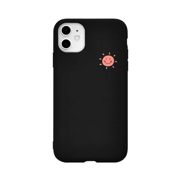 

Cartoon Sun Graphic iPhone Case, Black