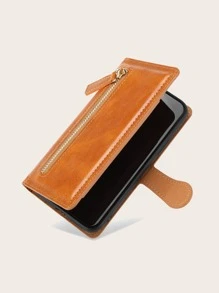 1 chiếc ốp điện thoại đa năng kiểu ví khóa kéo cổ điển, vỏ da dành cho nam giới, phù hợp với 11 13 14 15 Pro Max, Galaxy S24 S24 Ultra, phiên bản quốc tế, không phải phiên bản nội địa. - màu nâu - Xem 3