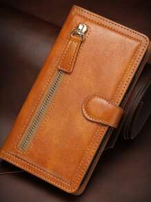 1 chiếc ốp điện thoại đa năng kiểu ví khóa kéo cổ điển, vỏ da dành cho nam giới, phù hợp với 11 13 14 15 Pro Max, Galaxy S24 S24 Ultra, phiên bản quốc tế, không phải phiên bản nội địa. - màu nâu - Xem 4