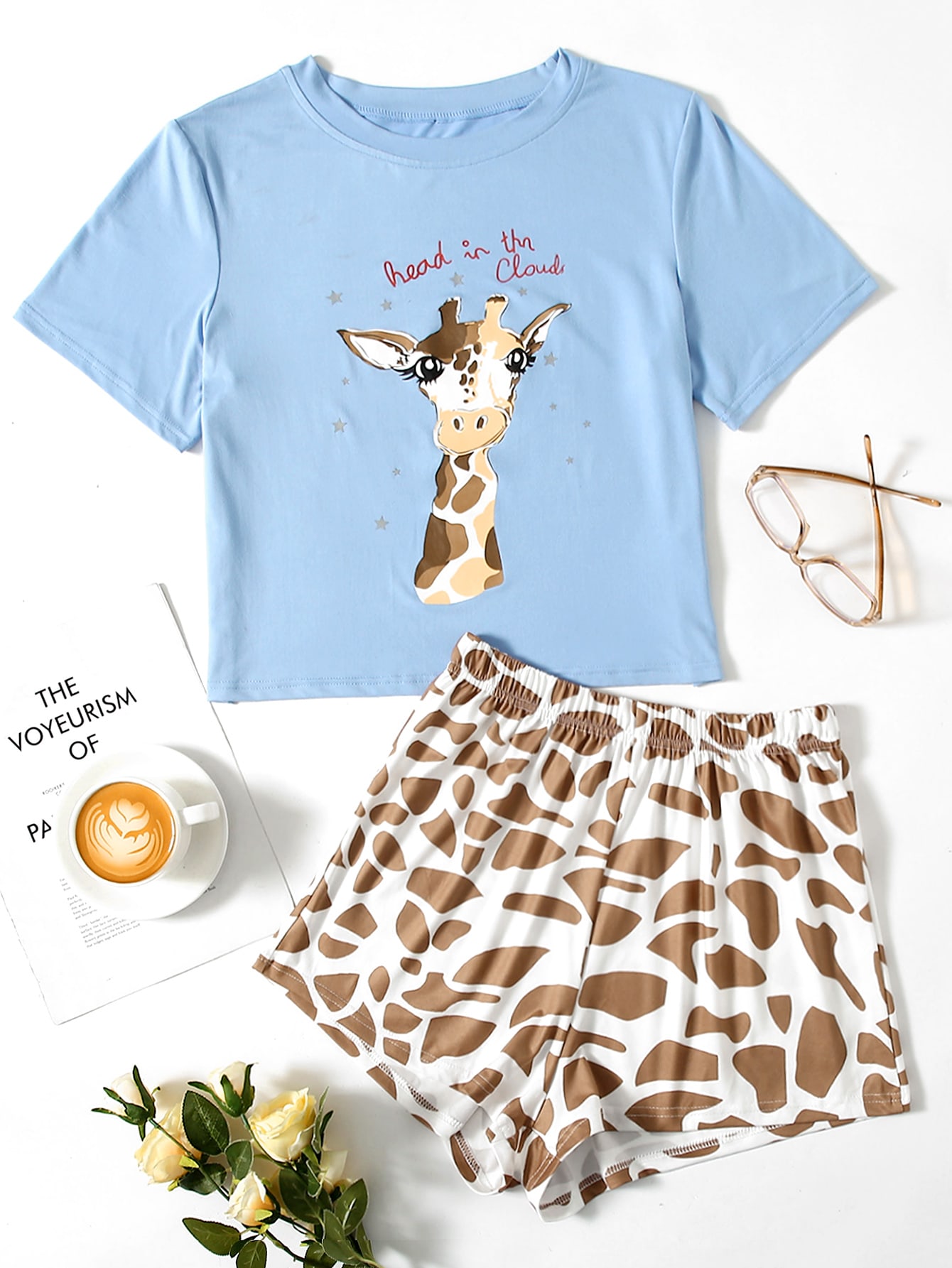 Giraffe & Slogan Graphic PJ Set thumbnail