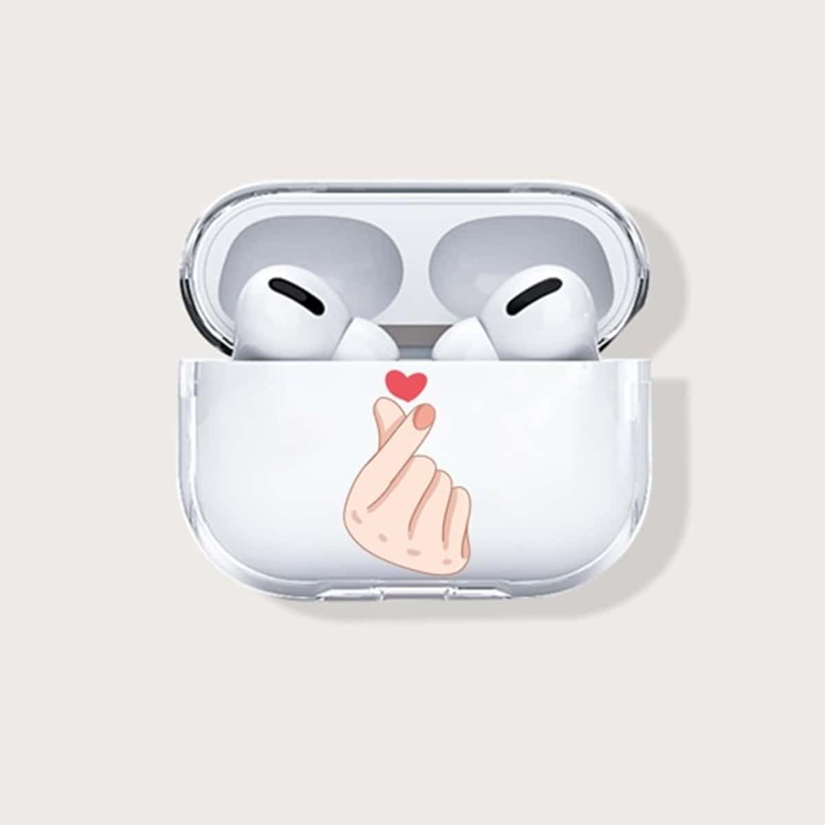 

Heart Gesture AirPods Case, Clear