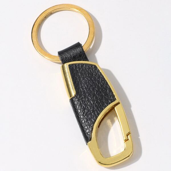 

PU Leather Decor Keychain, Gold