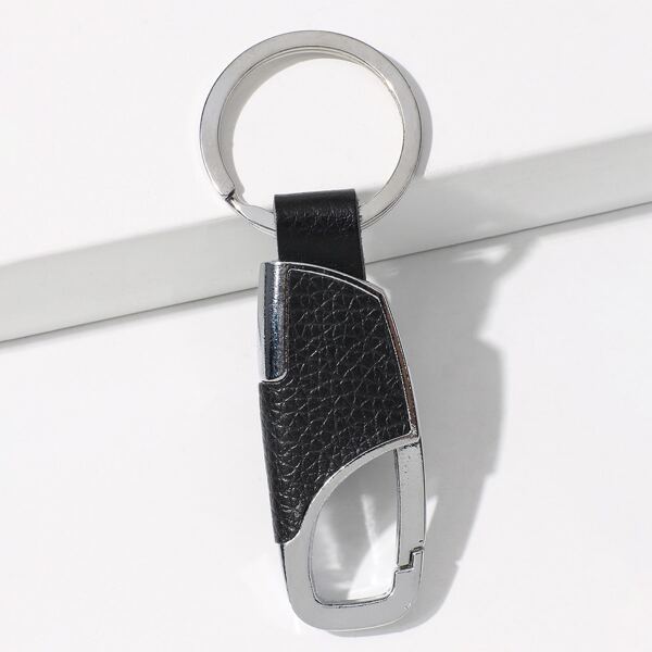 

PU Leather Decor Keychain, Black