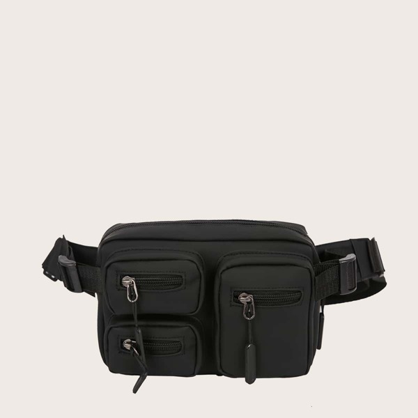 

Triple Pocket Front Fanny Pack, Black