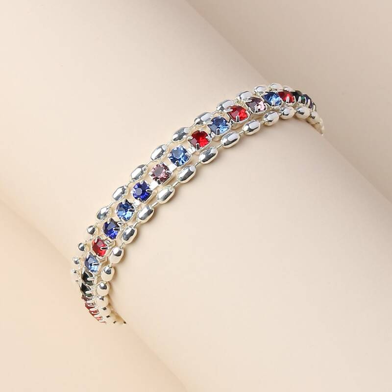

1pc Rhinestone Layered Bracelet, Silver