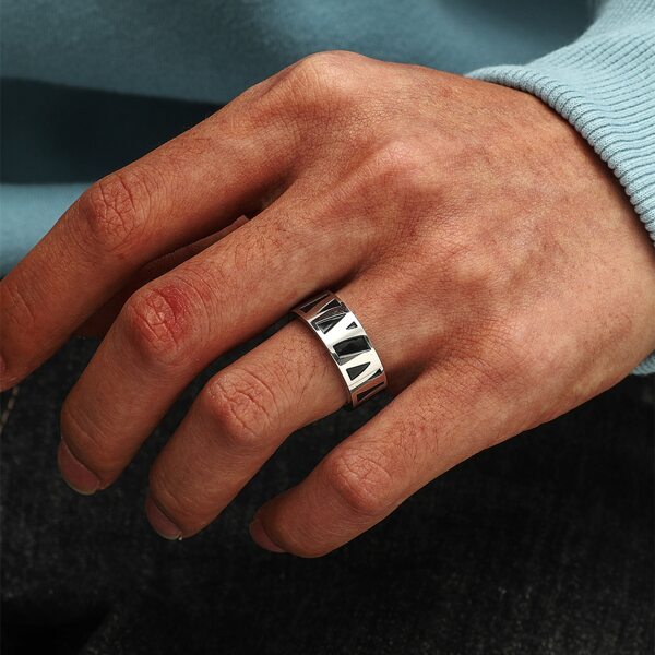 

Men Engraved Ring, Silver
