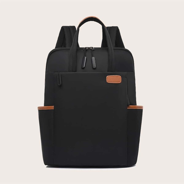

PU Patch Large Capacity Laptop Bag, Black