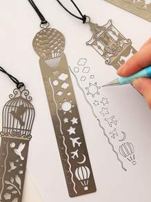 2pcs Random Pattern Hollow Ruler,Rulers - Silver - View 1