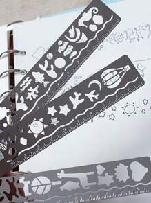 2pcs Random Pattern Hollow Ruler,Rulers - Silver - View 4