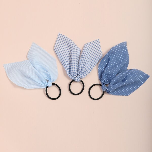 

3pcs Polka Dot Print Hair Tie, Blue