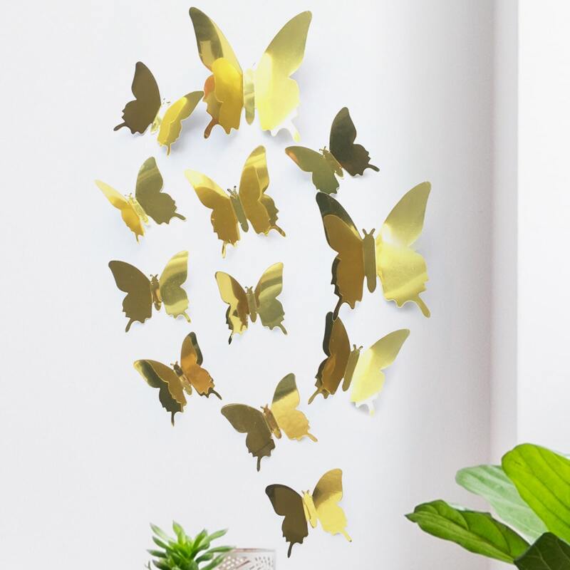 

12pcs 3D Butterfly Wall Sticker, Gold