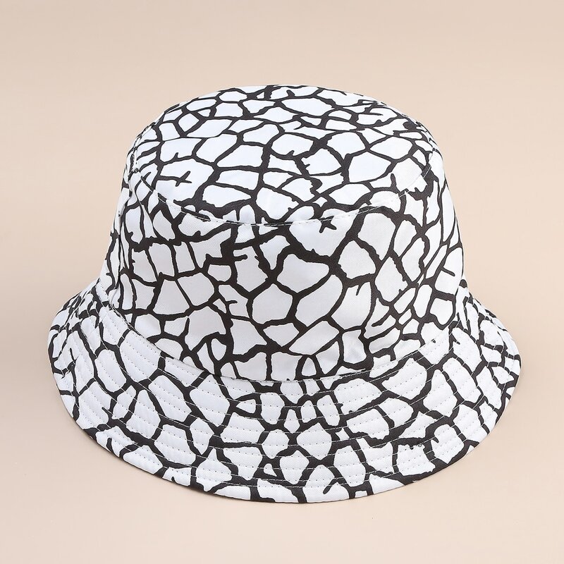 Allover Graphic Reversible Bucket Hat, Black and white
