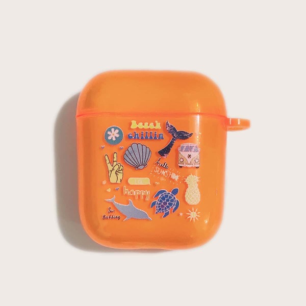 

Whale Print AirPods Case, Orange