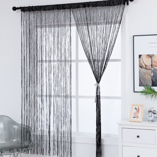 

Plain Single Panel Linear Curtain, Black