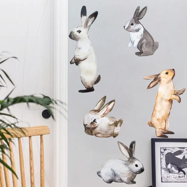 

Kids Rabbit Print Wall Sticker, Multicolor