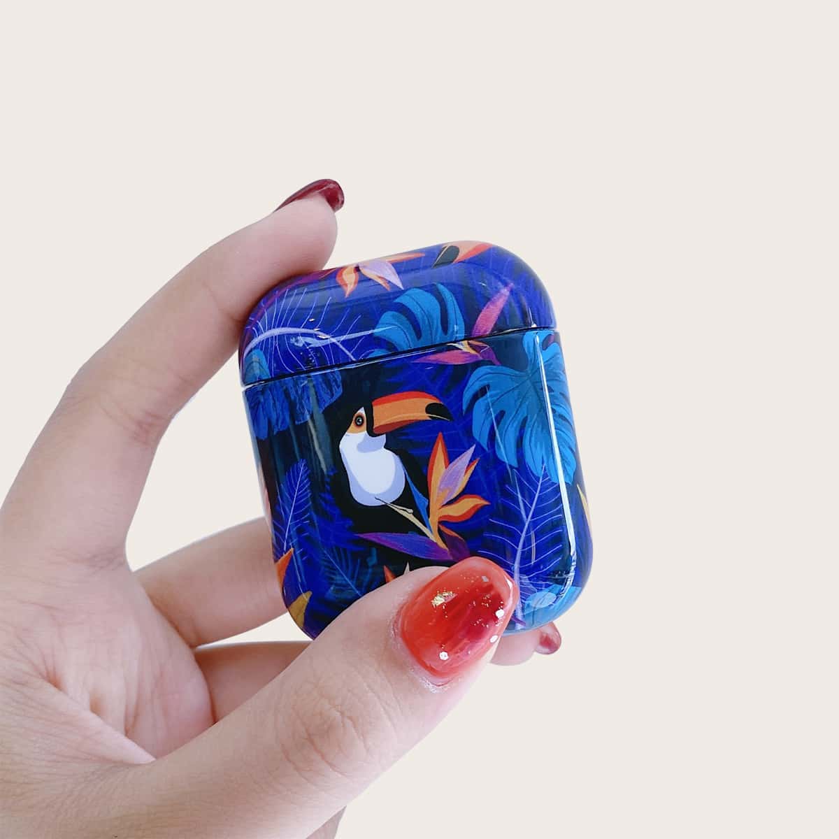 

Tropical Leaf Print AirPods Case, Blue