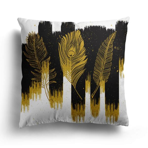

Feather Print Cushion Cover Without Filler, Multicolor