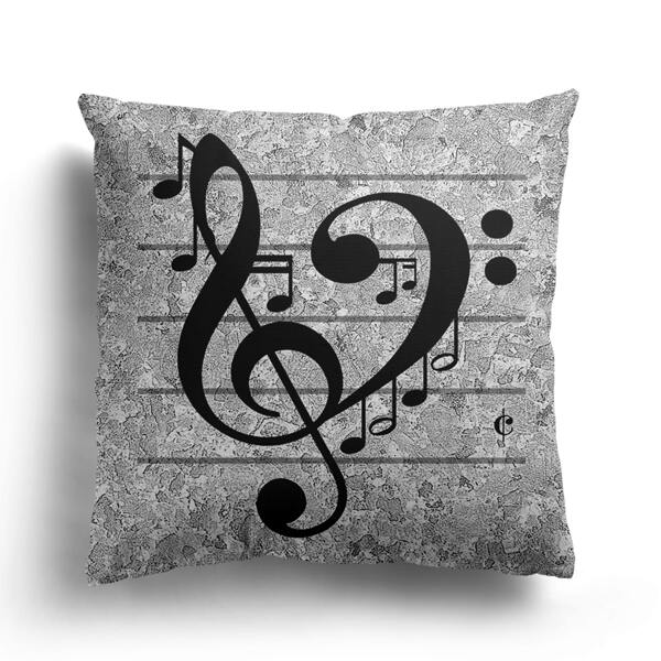 

Music Note Print Cushion Cover Without Filler, Grey