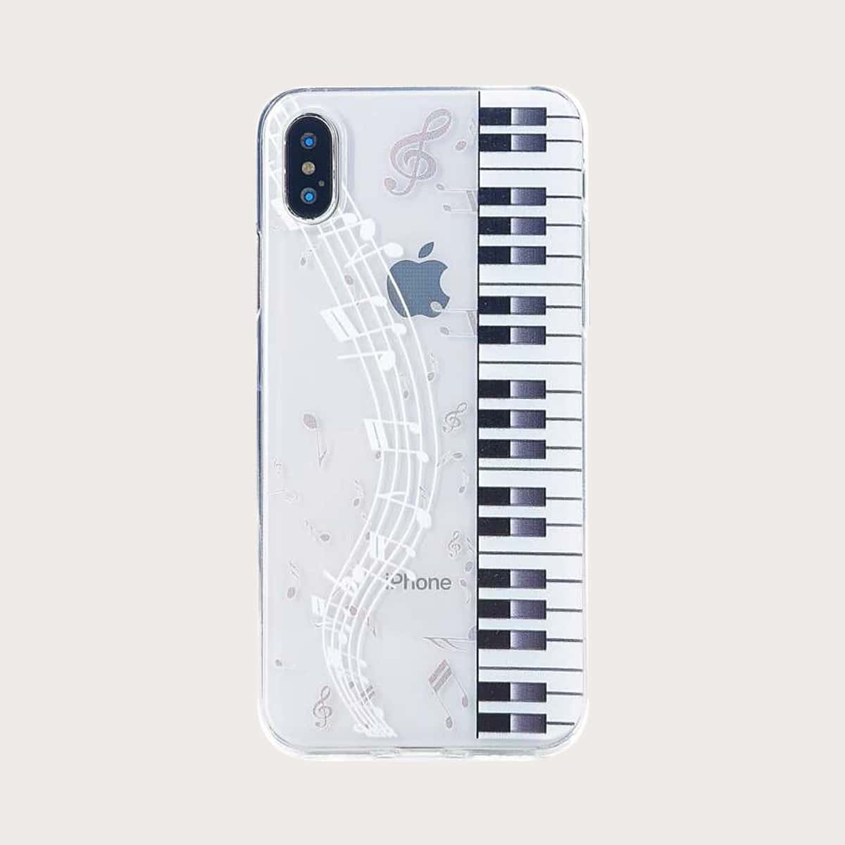 

Piano Pattern Clear iPhone Case, Multicolor
