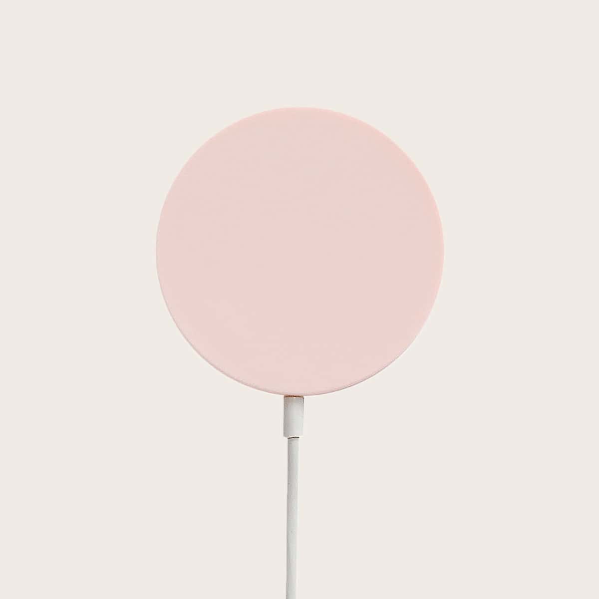 

1pc Solid Color Wireless Charger Cover, Baby pink