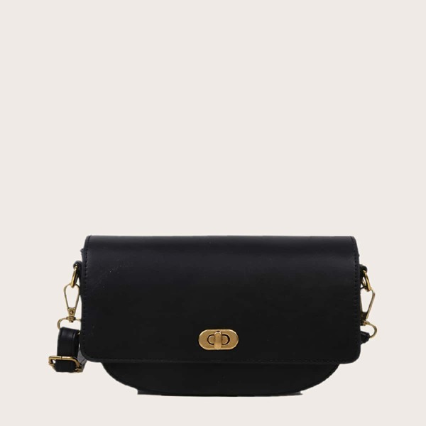 

Twist Lock Flap Crossbody Bag, Black