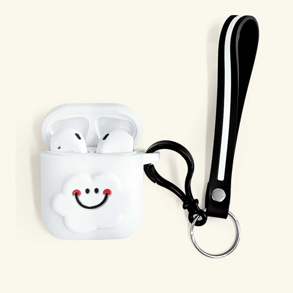

Cloud Detail Silicone AirPods Case With Keychain, White