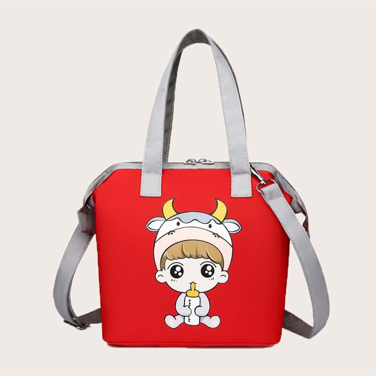 Image of Cartoon Figure Graphic Satchel Bag