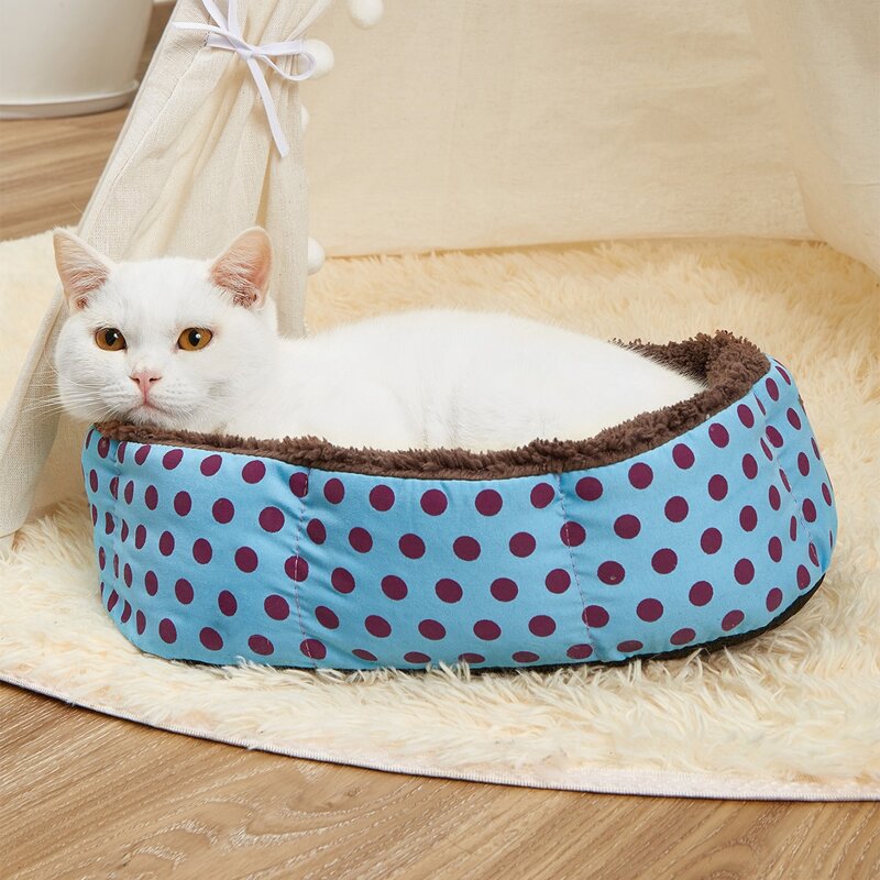 

Polka Dot Plush Octagon Pet Bed, Blue