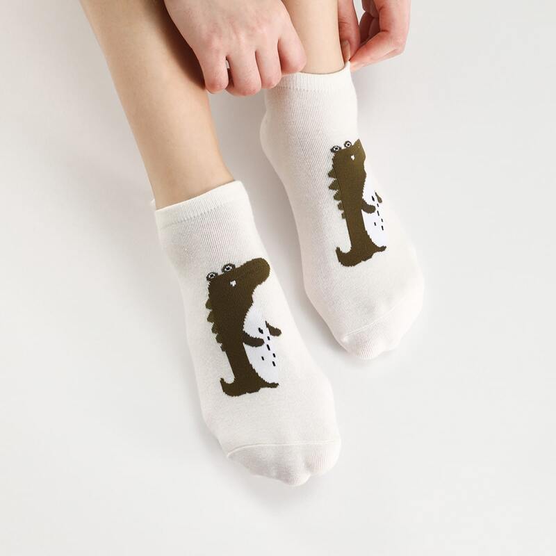 

1pair Cartoon Crocodile Socks, White