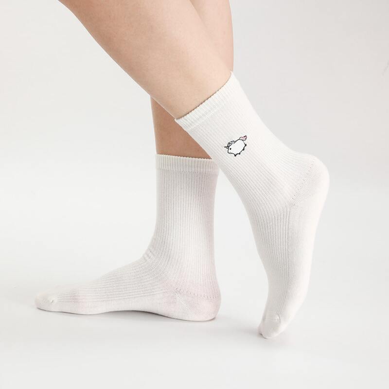 

1pair Cartoon Unicorn Socks, White
