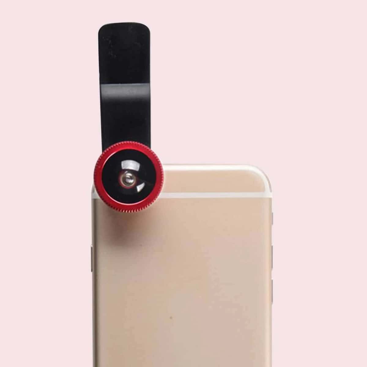 

3 In 1 Phone Wide Angle Macro Fisheye Clip Lens, Red