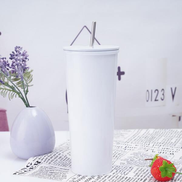 

Stainless Steel Straw Cup, White