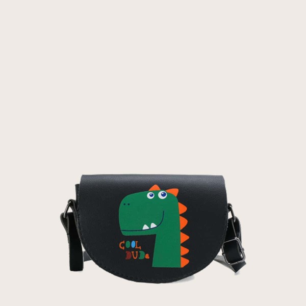 

Kids Cartoon Dinosaur Print Crossbody Bag, Black