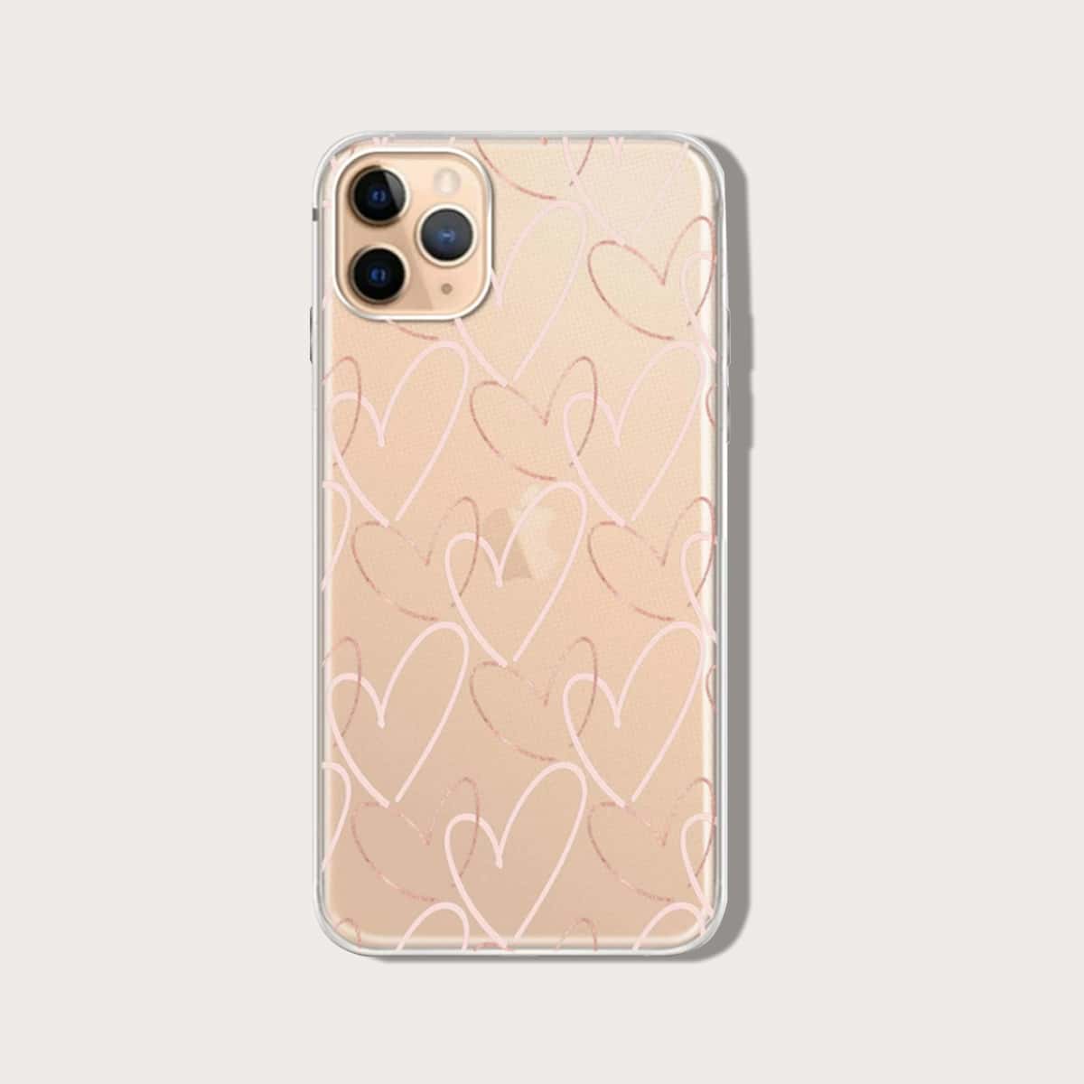 

Heart Clear iPhone Case, Pink