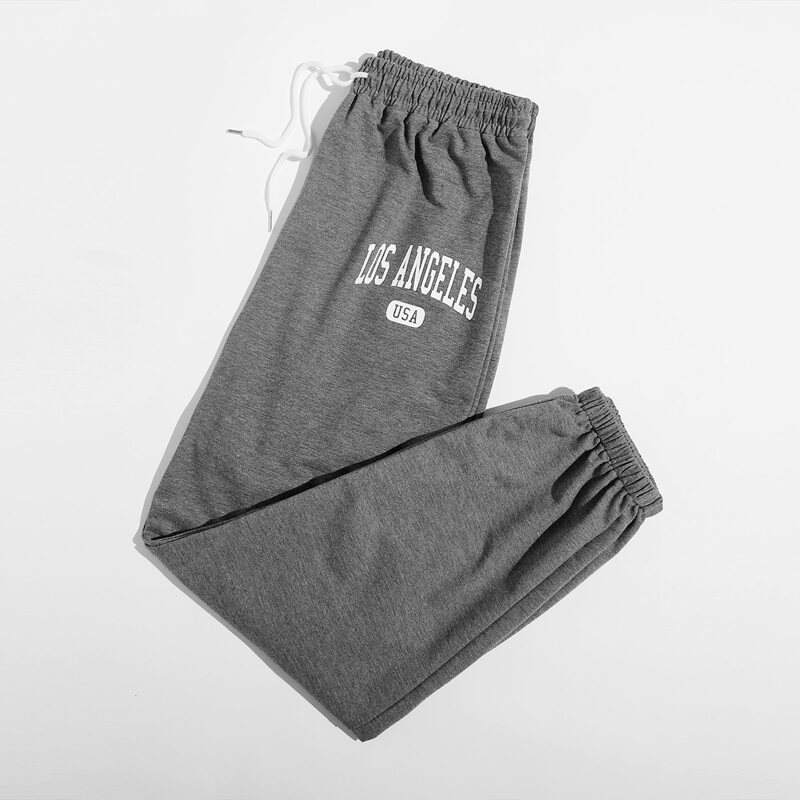 

Letter Drawstring Sweatpants, Grey