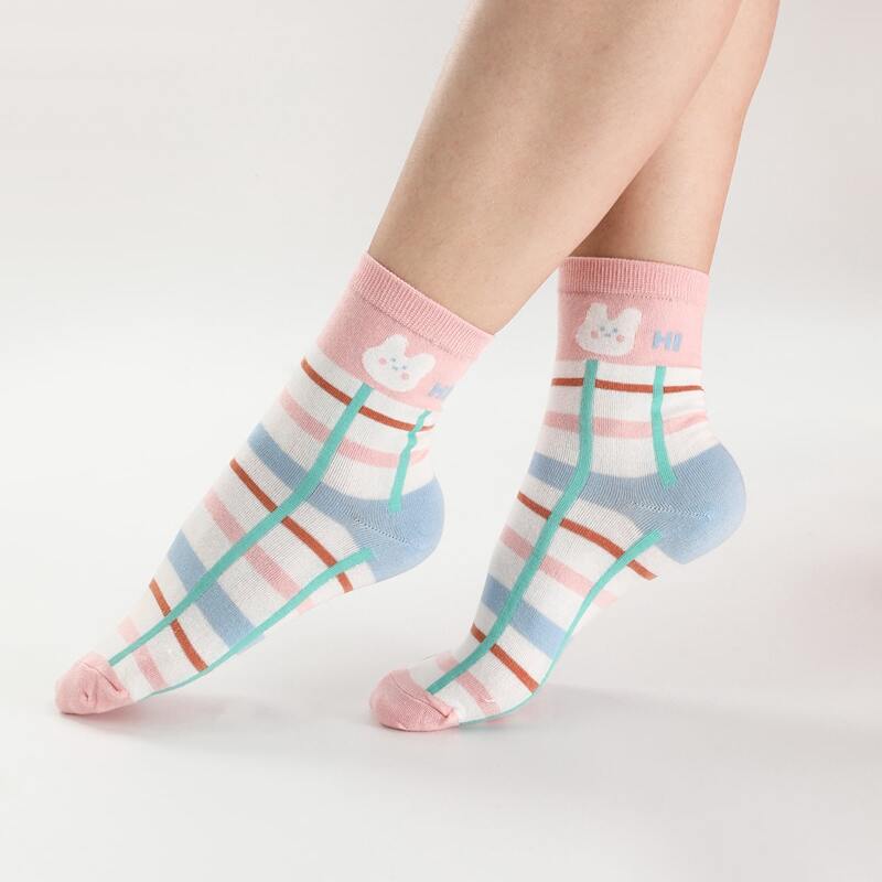 

1pair Plaid Crew Socks, Multicolor