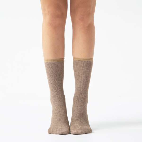 

Contrast Trim Warm Socks, Khaki