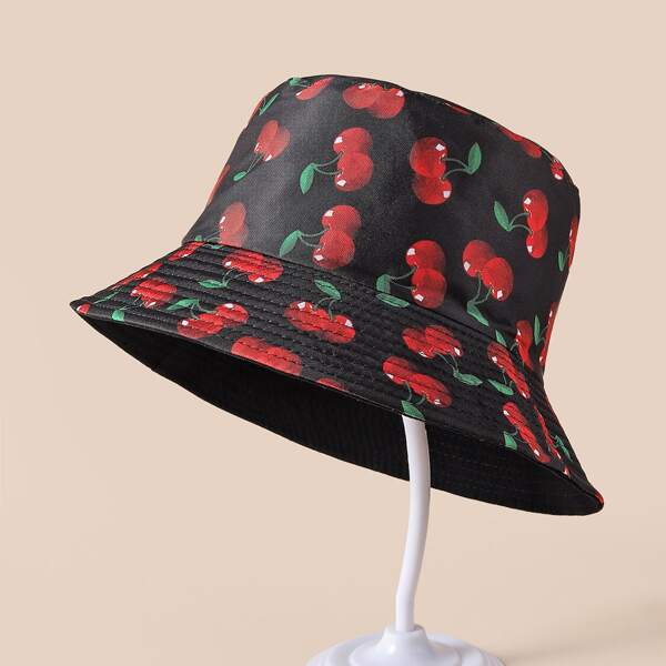 

Fruit Print Bucket Hat, Black