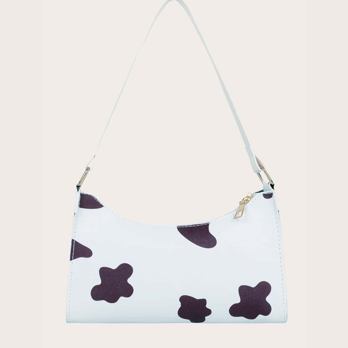 

Two Tone Zipper Shoulder Bag, Black and white