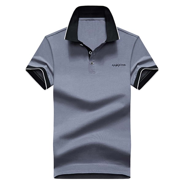

Men Contrast Binding Polo Shirt, Dark grey