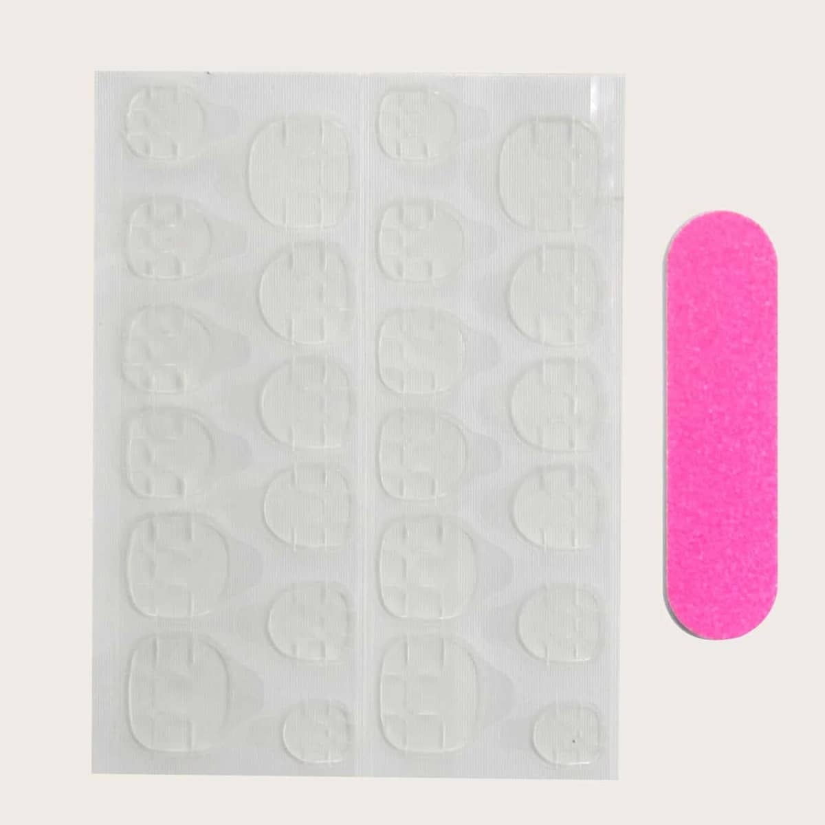 

24pcs Faux Pearl Fake Nail & 24pcs Tape & 1pc Nail File, White
