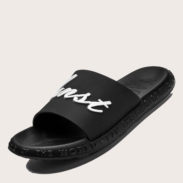 

Men Letter Graphic Slides, Black