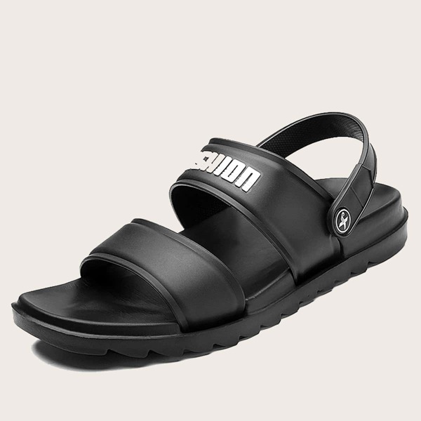 

Men Letter Graphic Slingback Sandals, Black