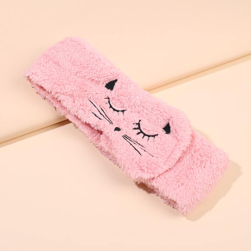 

Cartoon Cat Velcro Bath Headband, Rose red