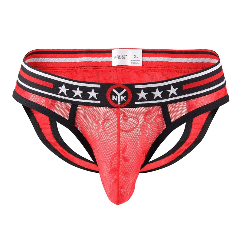 

Men Star & Striped Cut Out Jockstrap, Red