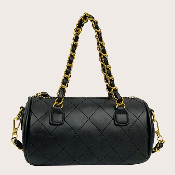 

Stitch Detail Chain Shoulder Bag, Black