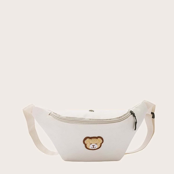 

Cartoon Bear Appliques Fanny Pack, Beige