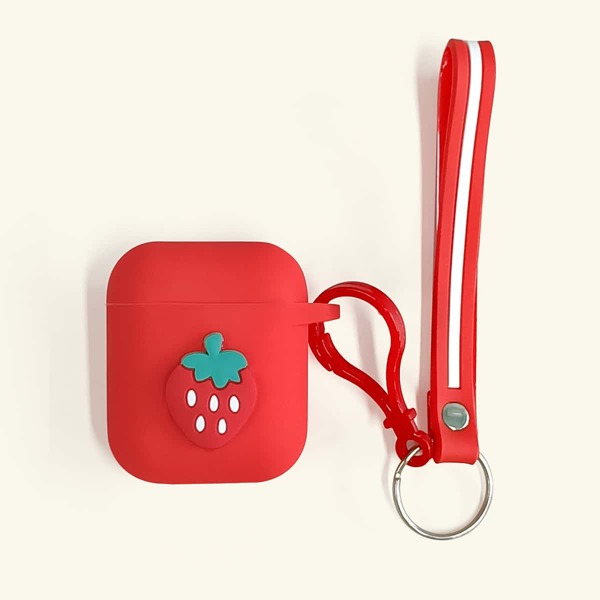 

Strawberry Pattern AirPods Case, Red