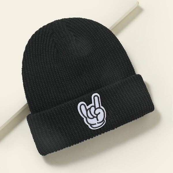 

Gesture Patch Decor Docker Hat, Black