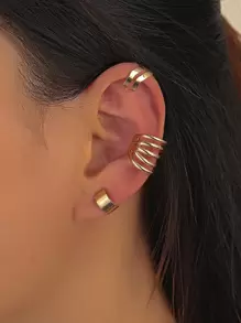 3入組簡約鏤空耳骨夾